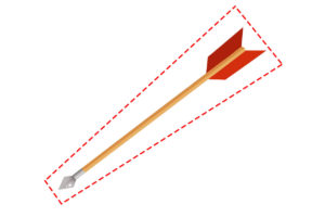 矢挽き（やびき）とは、赤い点線部分の形状から弓矢の矢の事を指します。